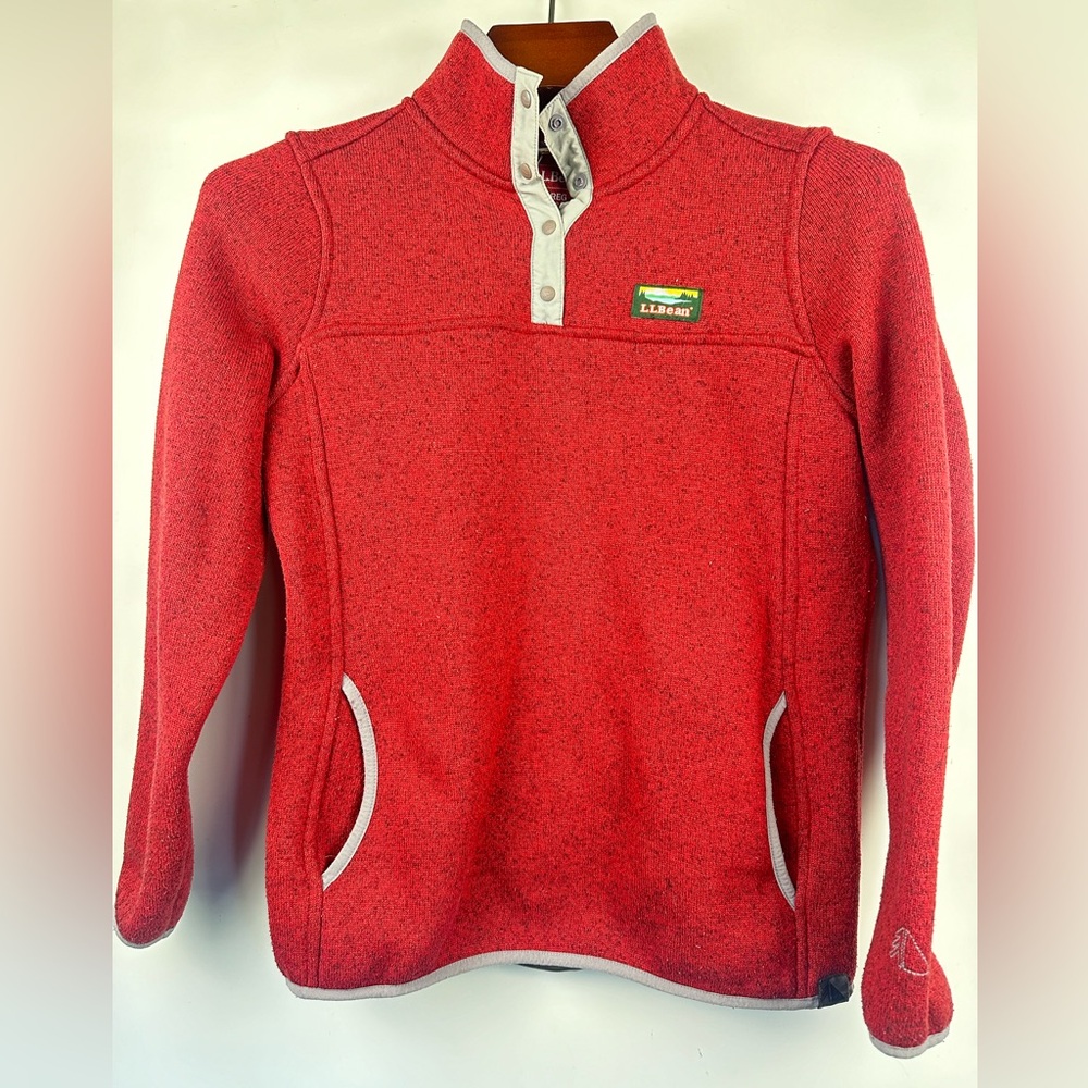 LL Bean Pullover fleece snap‎ tech sweater collared jacket M